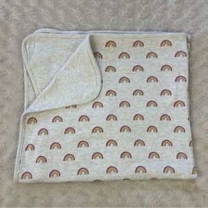 Gymboree Rainbow Baby Blanket Heathered Tan Pink Blue 2018 Lovey